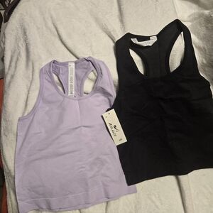 Attifall  Girls Tank Tops - Black and Light Purple